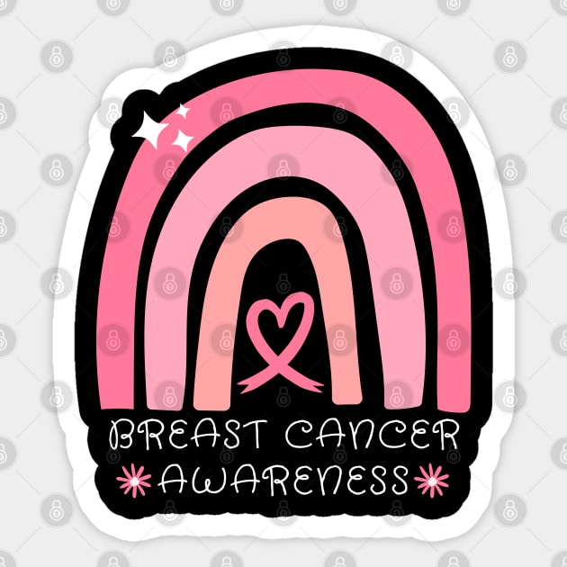 Pink Ribbon Breast Cancer Awareness Rainbow Sticker by Illustradise